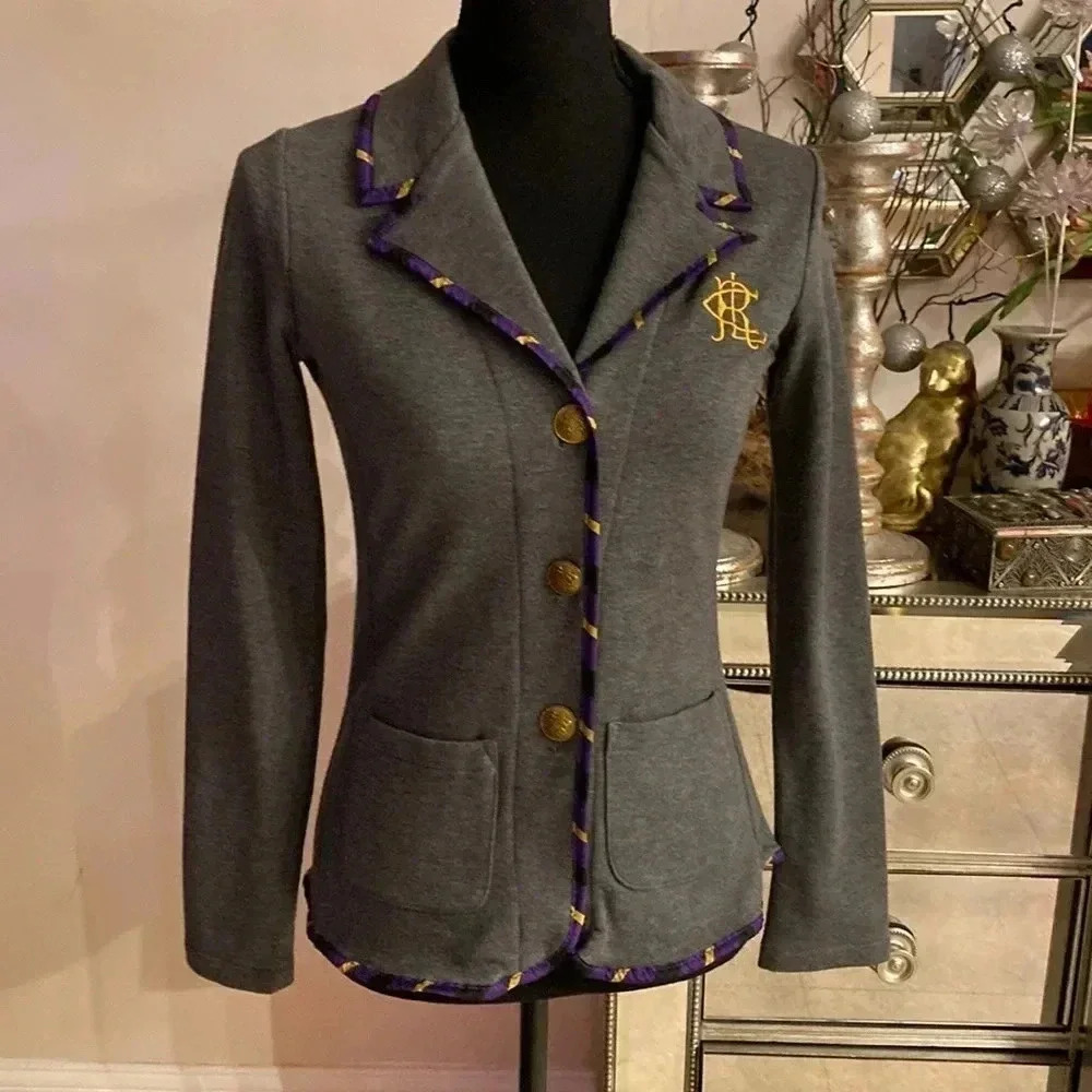 Ralph Lauren Gray Blazer with Purple Trim